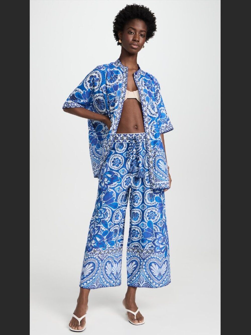 FARM Rio Tile Dream Pants M Blue print - Picture 1 of 9